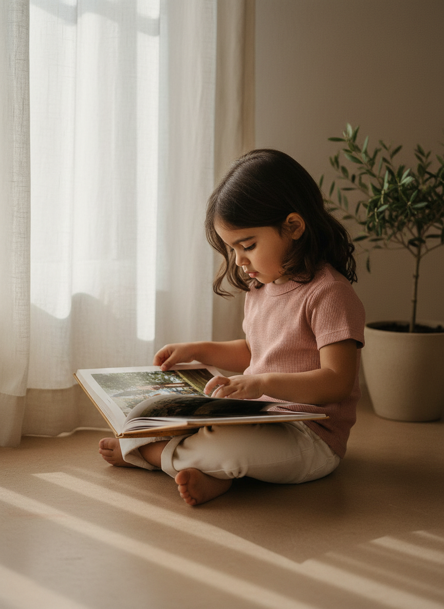 a child reading, pink pepper set